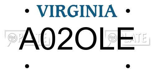 A02OLE Virginia License Plate