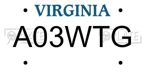 A03WTG Virginia License Plate
