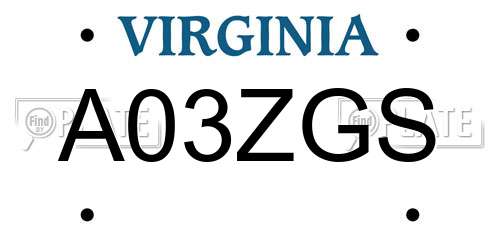 A03ZGS Virginia License Plate