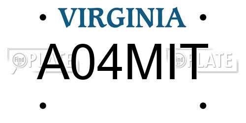 A04MIT Virginia License Plate