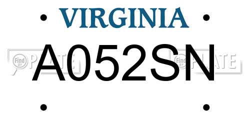 A052SN Virginia License Plate