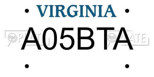 A05BTA Virginia License Plate