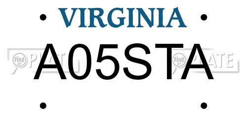 A05STA Virginia License Plate