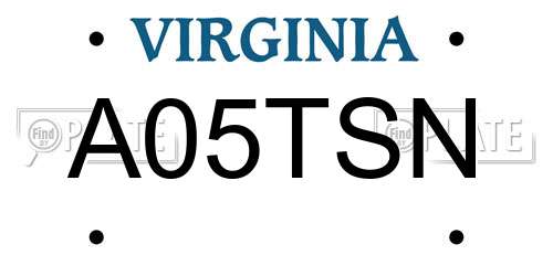 A05TSN Virginia License Plate