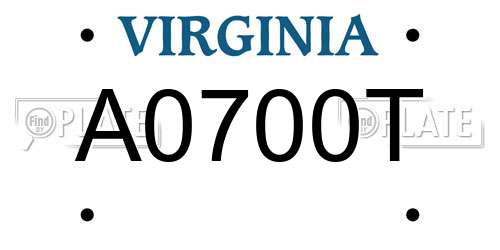 A0700T Virginia License Plate