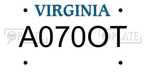 A070OT Virginia License Plate