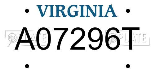 A07296T Virginia License Plate