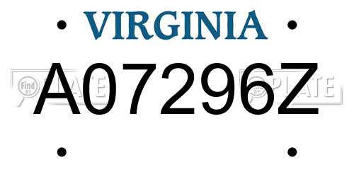 A07296Z Virginia License Plate
