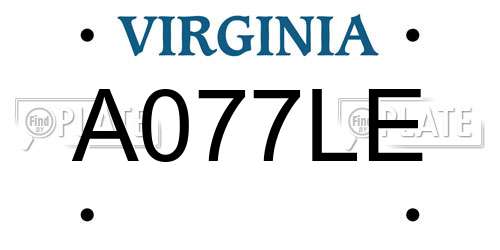 A077LE Virginia License Plate