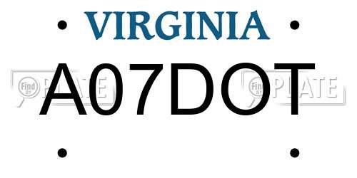 A07DOT Virginia License Plate