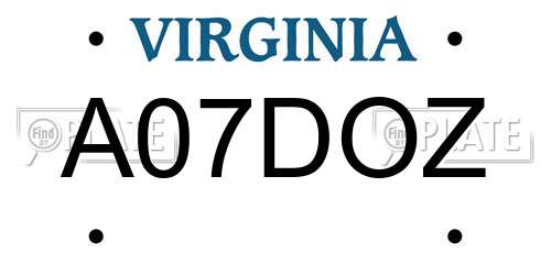 A07DOZ Virginia License Plate