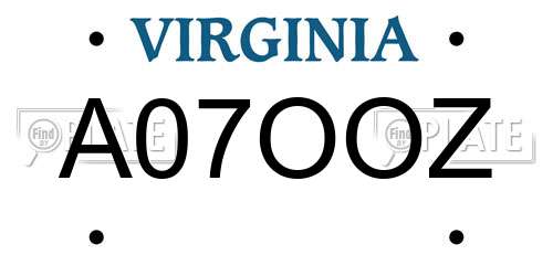 A07OOZ Virginia License Plate