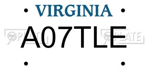 A07TLE Virginia License Plate