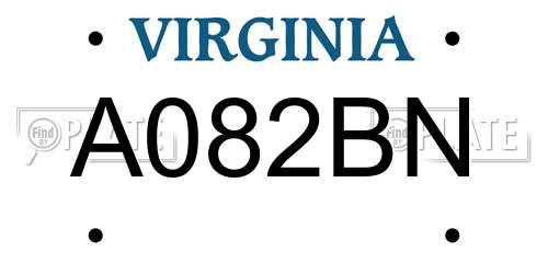 A082BN Virginia License Plate