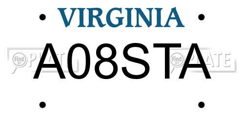 A08STA Virginia License Plate