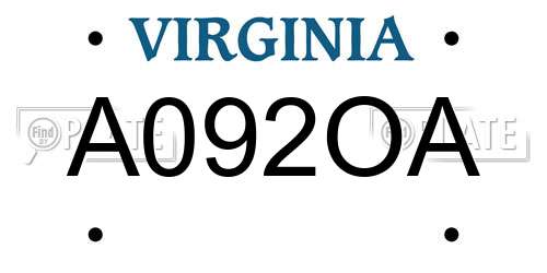 A092OA Virginia License Plate