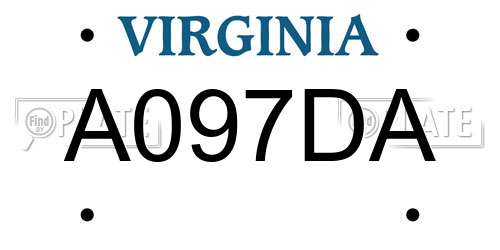 A097DA Virginia License Plate