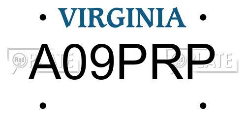 A09PRP Virginia License Plate