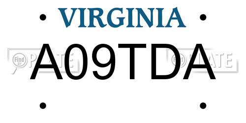 A09TDA Virginia License Plate