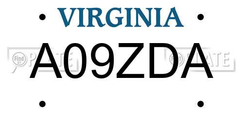 A09ZDA Virginia License Plate