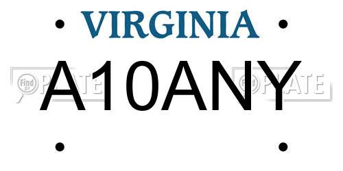 A10ANY Virginia License Plate