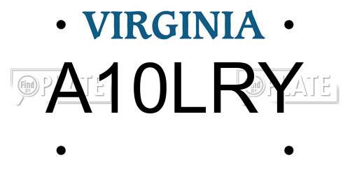 A10LRY Virginia License Plate