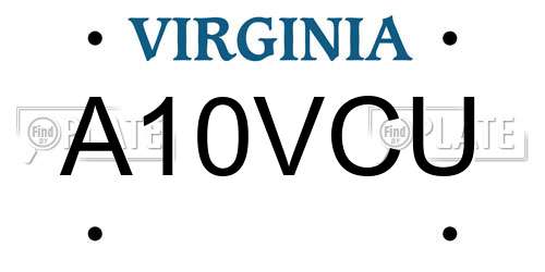 A10VCU Virginia License Plate