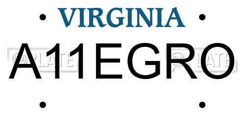 A11EGRO Virginia License Plate