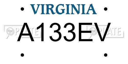 A133EV Virginia License Plate