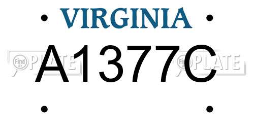 A1377C Virginia License Plate