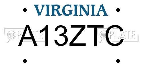 A13ZTC Virginia License Plate