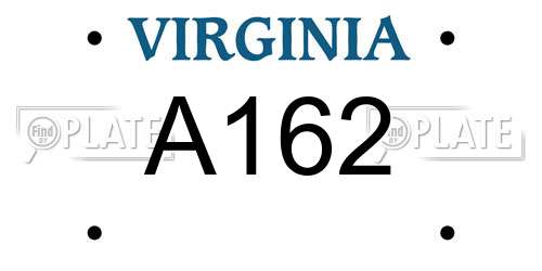 A162 Virginia License Plate