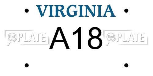 A18 Virginia License Plate