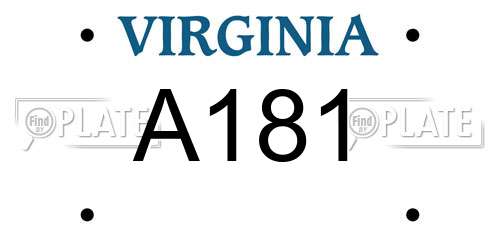 A181 Virginia License Plate