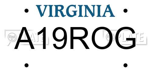 A19ROG Virginia License Plate