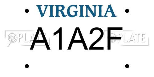 A1A2F Virginia License Plate