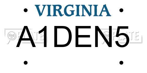 A1DEN5 Virginia License Plate