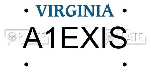 A1EXIS Virginia License Plate