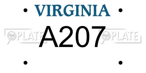 A207 Virginia License Plate