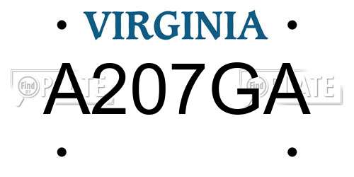 A207GA Virginia License Plate