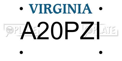 A20PZI Virginia License Plate