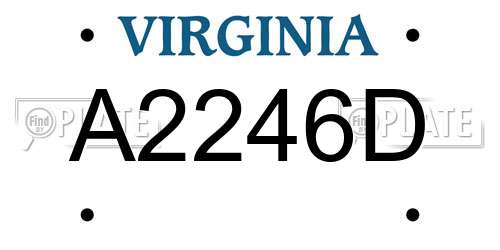 A2246D Virginia License Plate