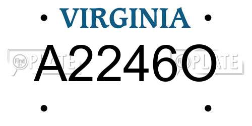 A2246O Virginia License Plate
