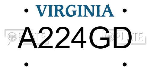 A224GD Virginia License Plate