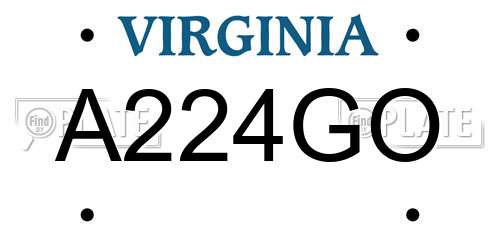 A224GO Virginia License Plate
