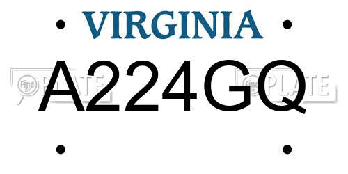 A224GQ Virginia License Plate