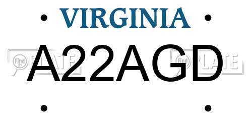 A22AGD Virginia License Plate