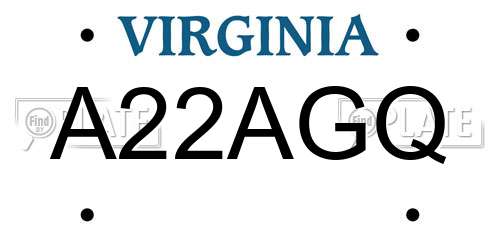 A22AGQ Virginia License Plate