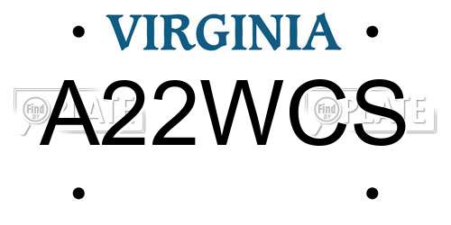 A22WCS Virginia License Plate