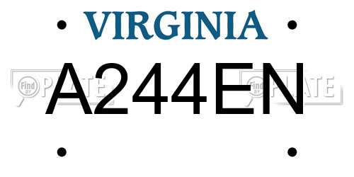 A244EN Virginia License Plate